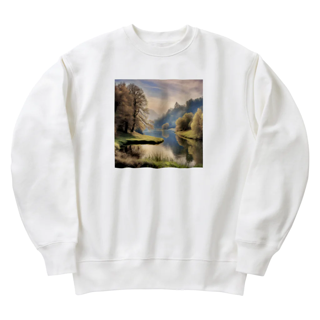 maikoのショップの静かな川辺の風景 Heavyweight Crew Neck Sweatshirt