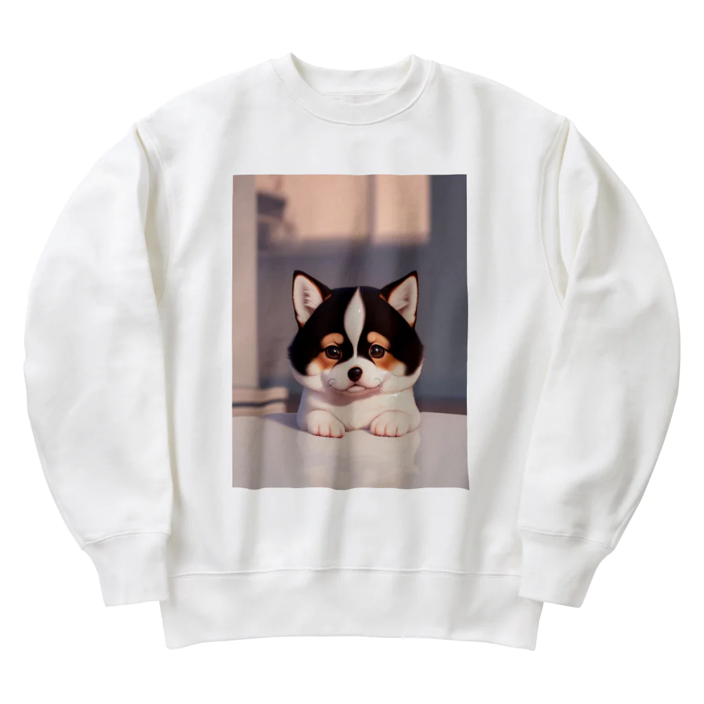 かわいい女の子とシュールな絵の子猫なしばちゃん Heavyweight Crew Neck Sweatshirt