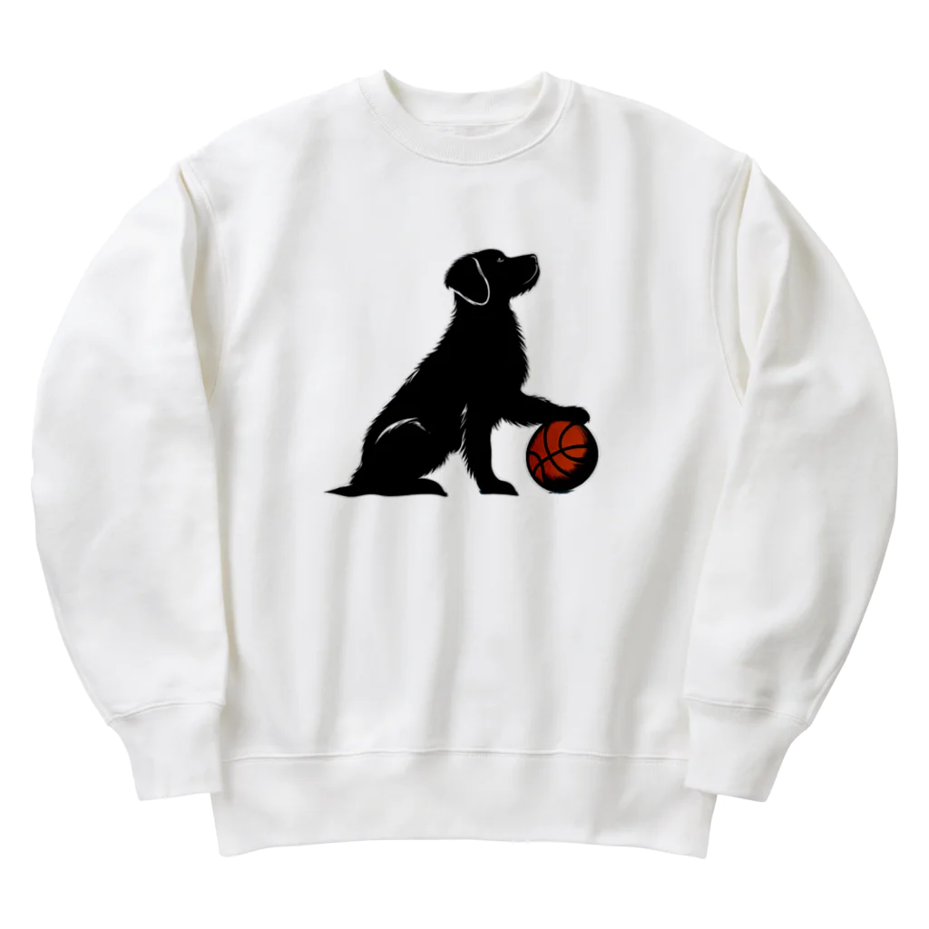 Lemon_teaの犬とバスケットボール Heavyweight Crew Neck Sweatshirt