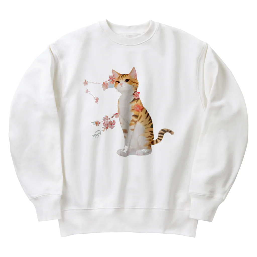 姫とすずり。の花となるねこ Heavyweight Crew Neck Sweatshirt