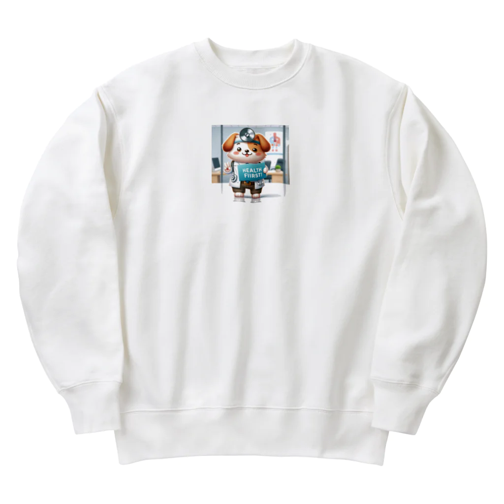 はらの健康第一の犬 Heavyweight Crew Neck Sweatshirt