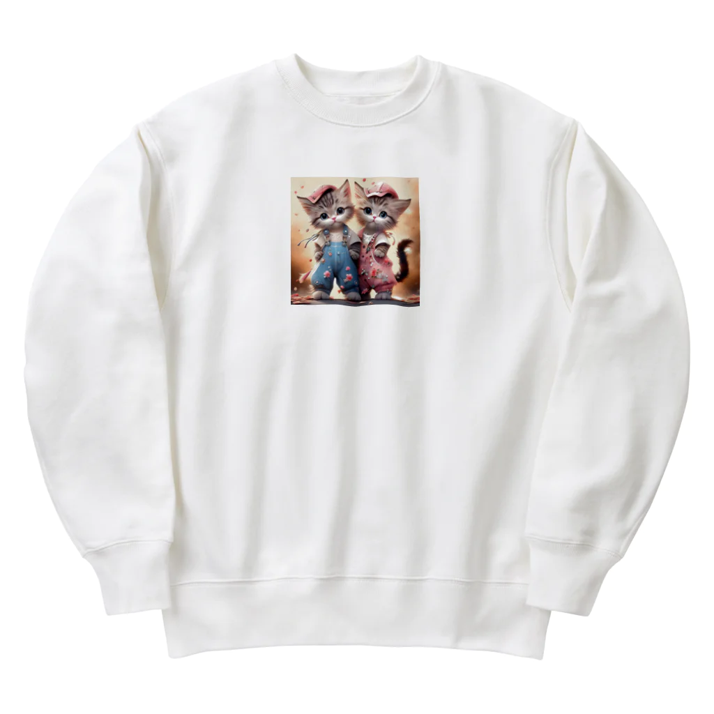 zhaoyushuangの可愛い子猫イラスト Heavyweight Crew Neck Sweatshirt