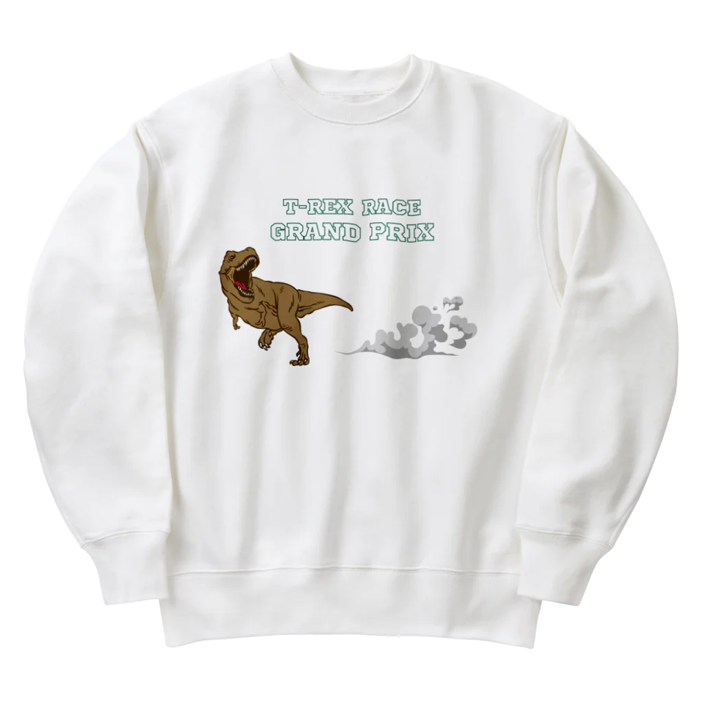 trexracegpの走るティラノサウルス緑字デザイン Heavyweight Crew Neck Sweatshirt