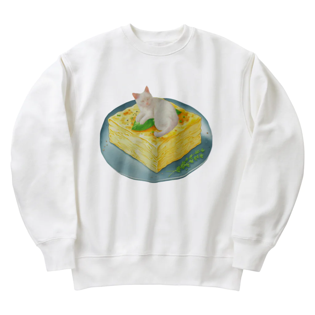 姫とすずり。の大根おろしになりきるねこ Heavyweight Crew Neck Sweatshirt