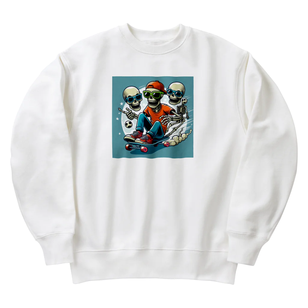 おふざけのスケルトン・スケーター Heavyweight Crew Neck Sweatshirt