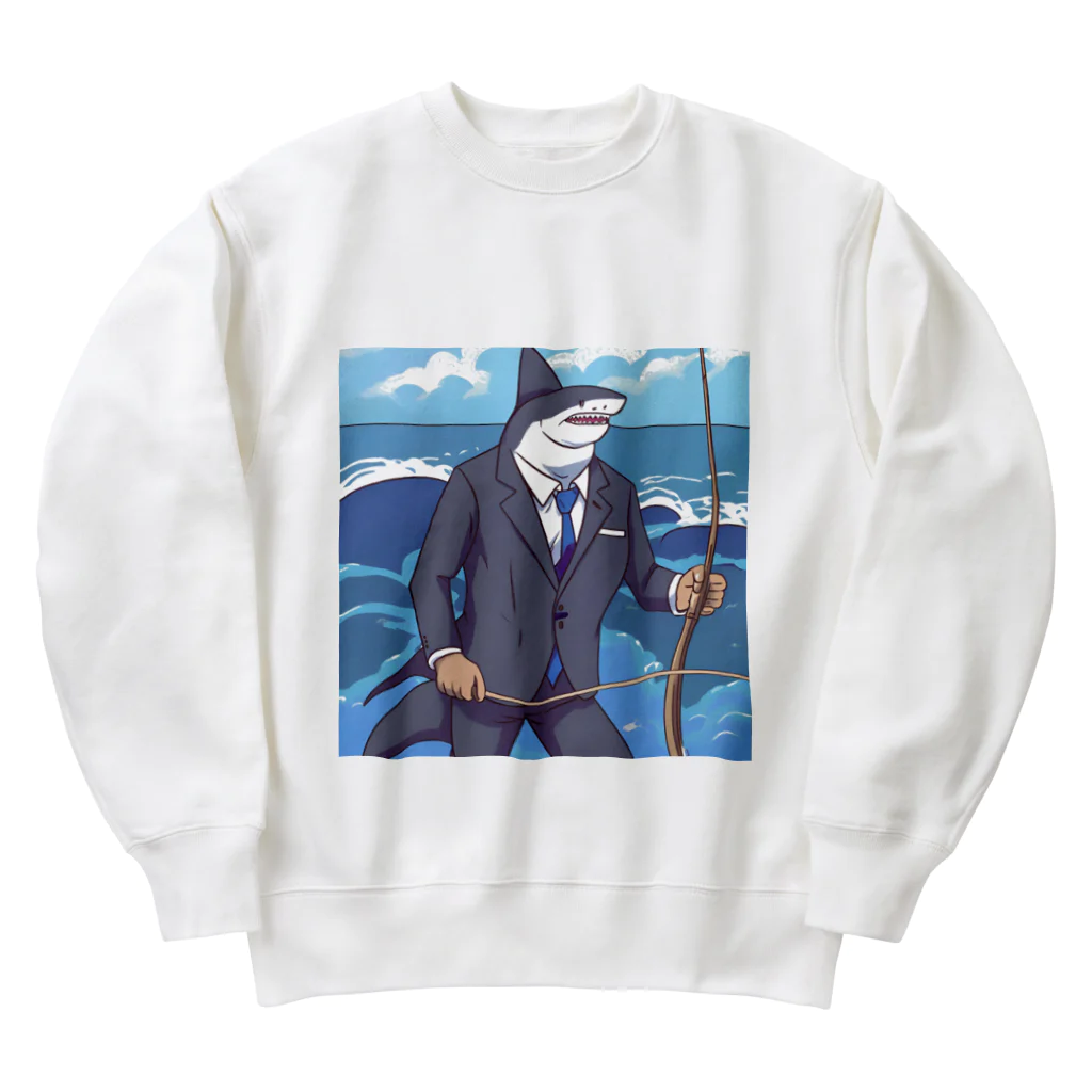 桜猫店-sakuraneko-のサメ君リクルートする Heavyweight Crew Neck Sweatshirt