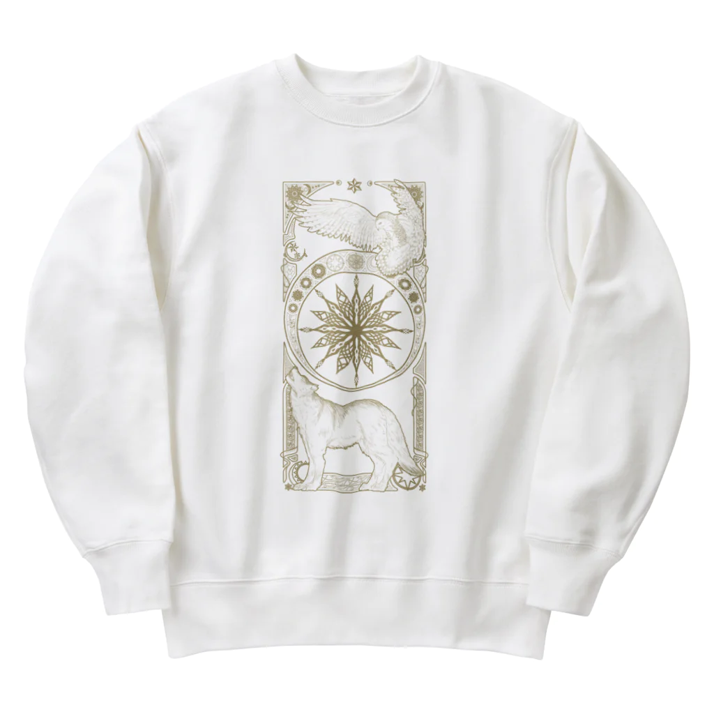 甘漏り屋の星月白夜の狼梟 Heavyweight Crew Neck Sweatshirt