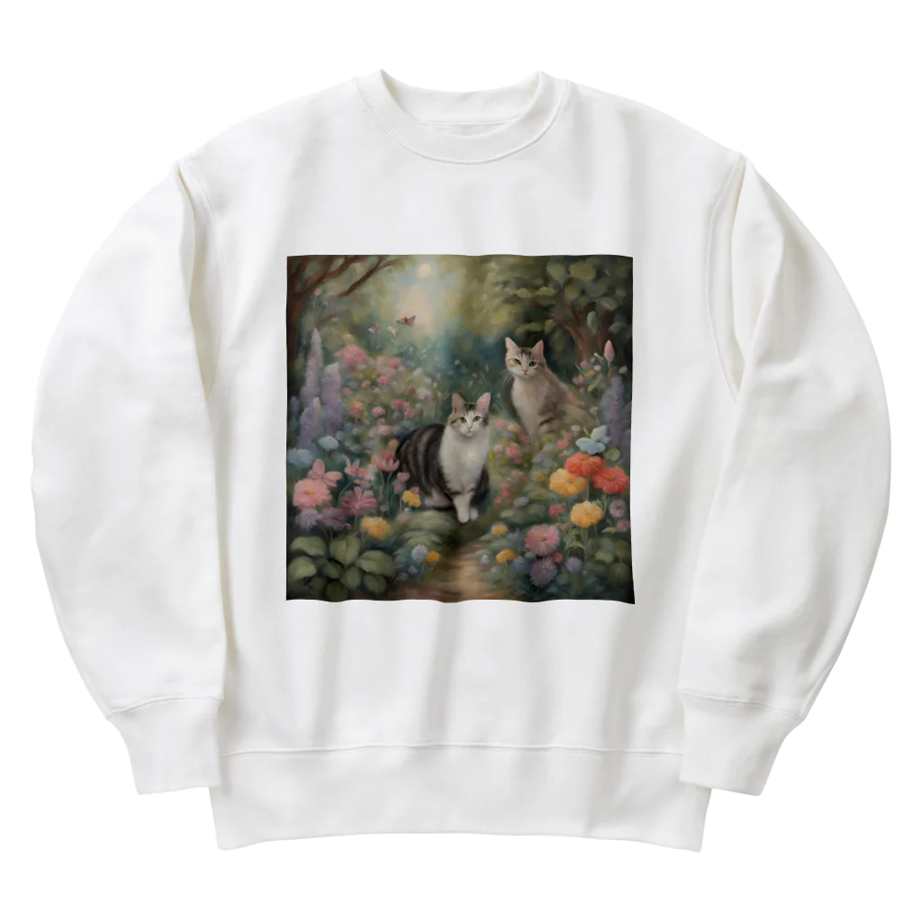 夜のねこの猫の楽園 Heavyweight Crew Neck Sweatshirt