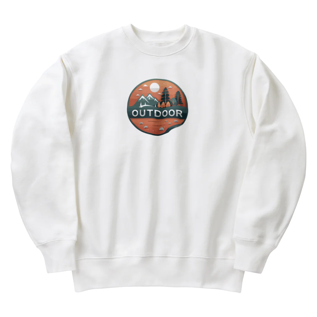 ファンシーTシャツ屋のアウトドアーワッペン夕日 Heavyweight Crew Neck Sweatshirt