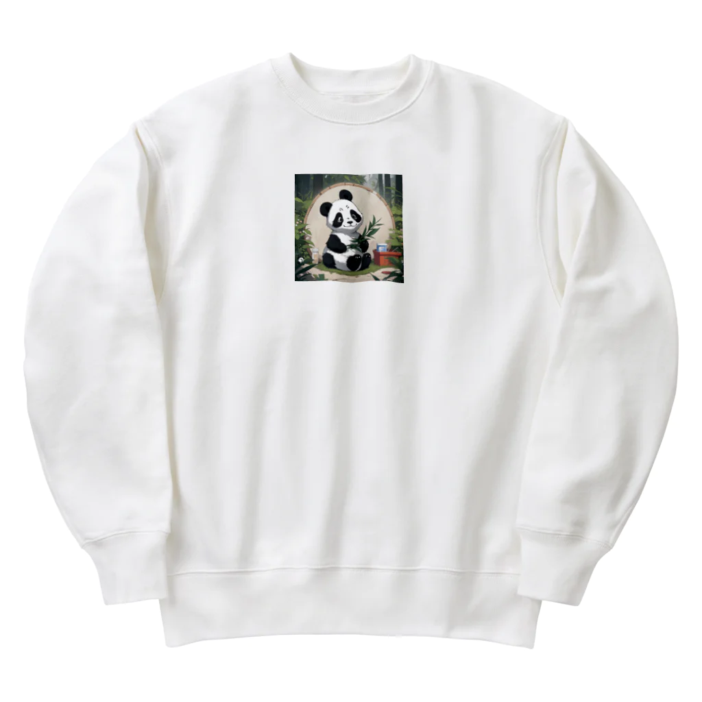 harusan29のパンダエコワリアン: リサイクルやエコ活動を促進する可愛いパンダ  Heavyweight Crew Neck Sweatshirt