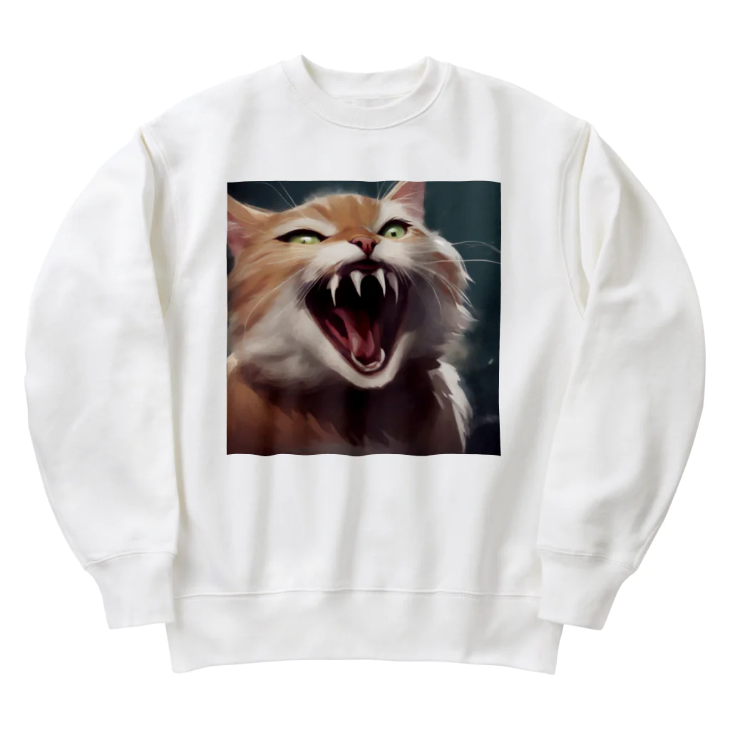 oekakishopのシャーッする猫 Heavyweight Crew Neck Sweatshirt