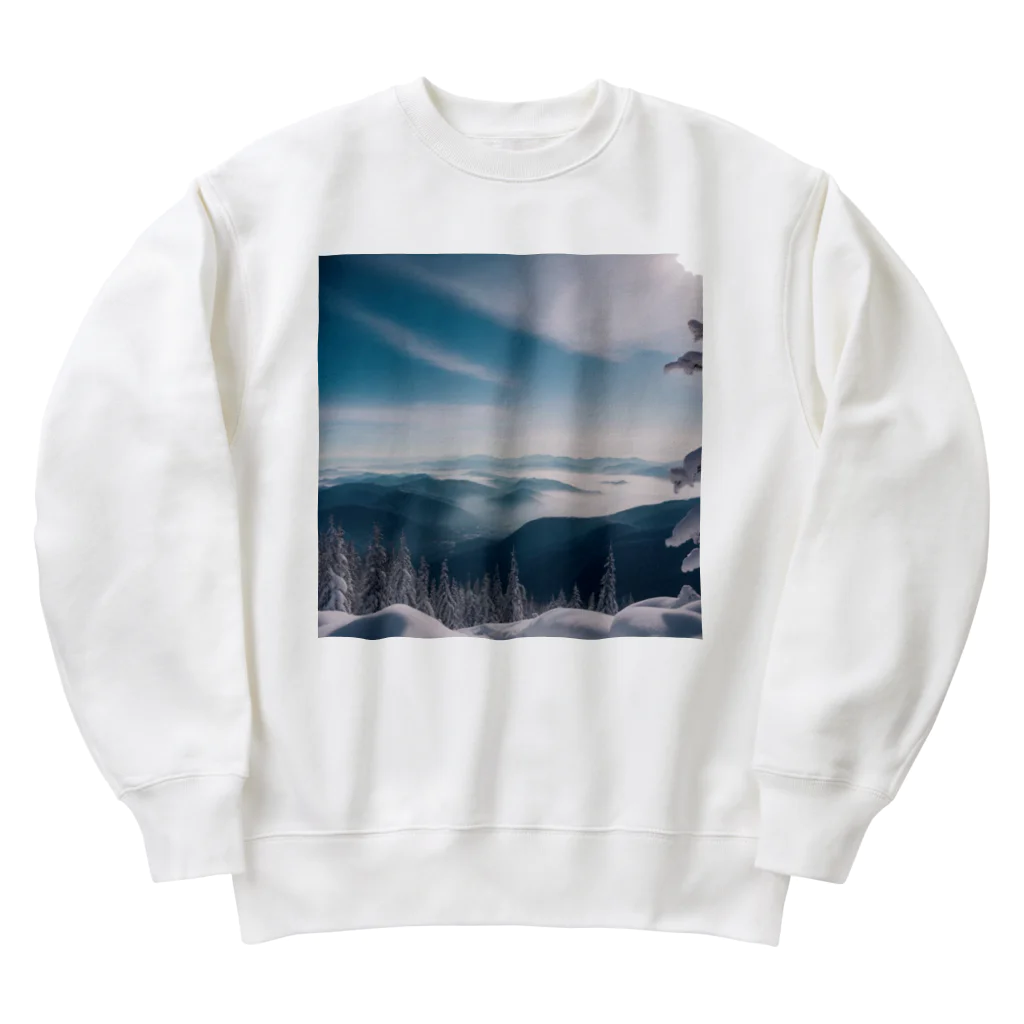 awawoの青空と山の風景 Heavyweight Crew Neck Sweatshirt