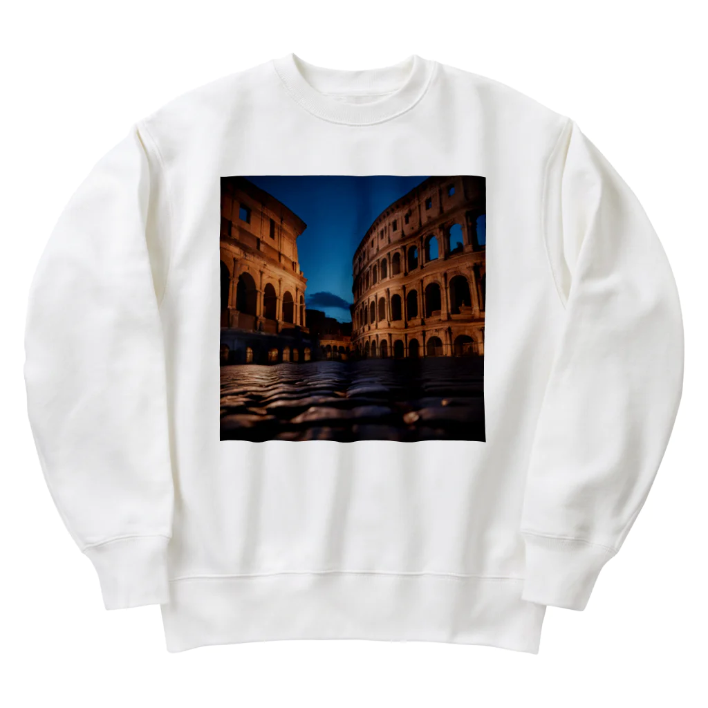 awawoの夕闇に染まるコロッセオの風景 Heavyweight Crew Neck Sweatshirt