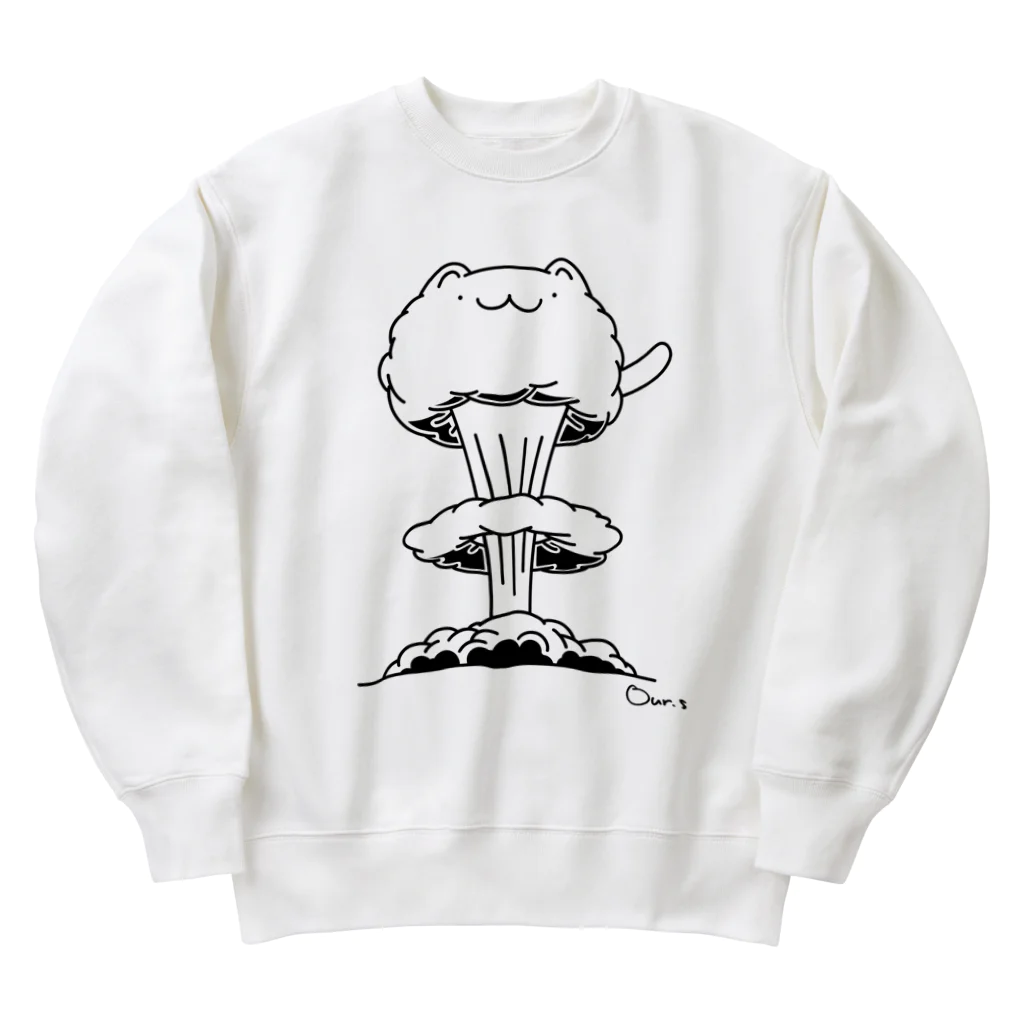 Our.s SUZURI店のにゃんと爆発 Heavyweight Crew Neck Sweatshirt