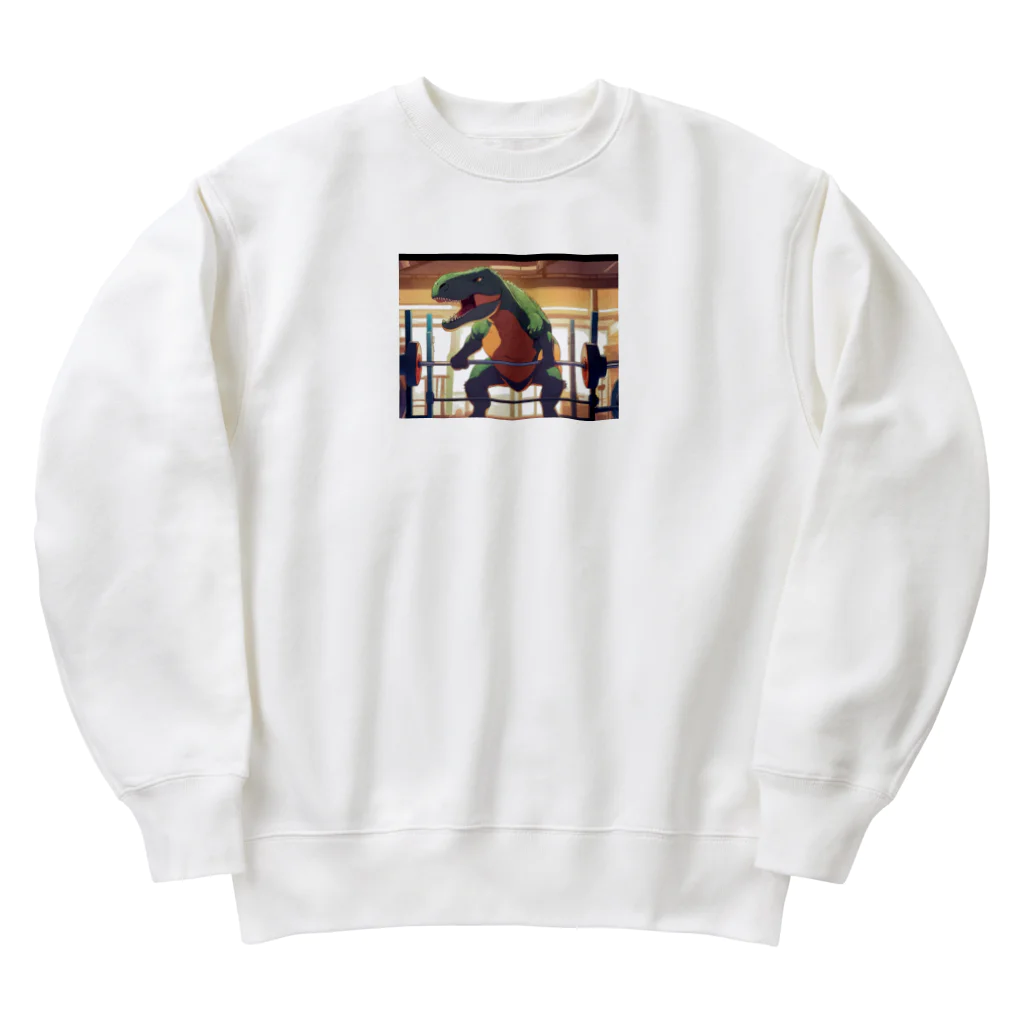 yo_yo_0903の筋トレをする恐竜 Heavyweight Crew Neck Sweatshirt