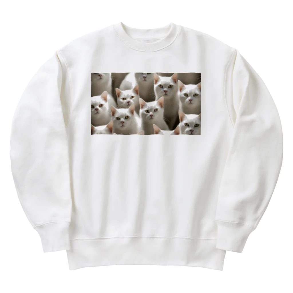 kiryu-mai創造設計の白猫ぎっしり Heavyweight Crew Neck Sweatshirt