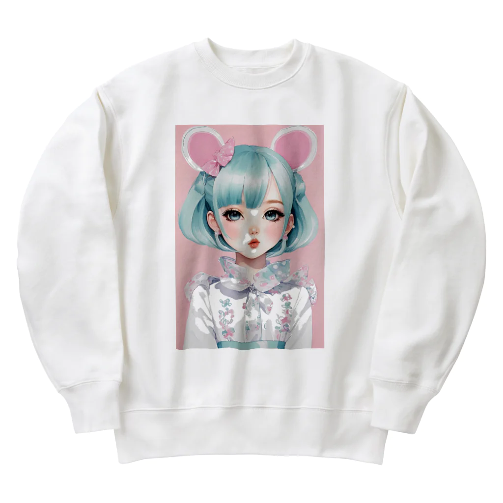 AI-srt-designのスウィート・ミント・ドリーミング・ガール Heavyweight Crew Neck Sweatshirt