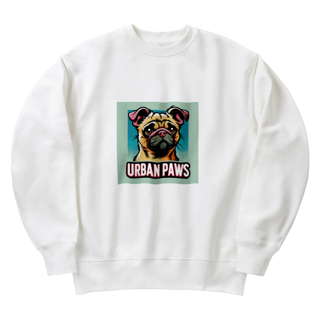 Urban pawsの情けない顔のパグチワワ「Urban paws」 Heavyweight Crew Neck Sweatshirt