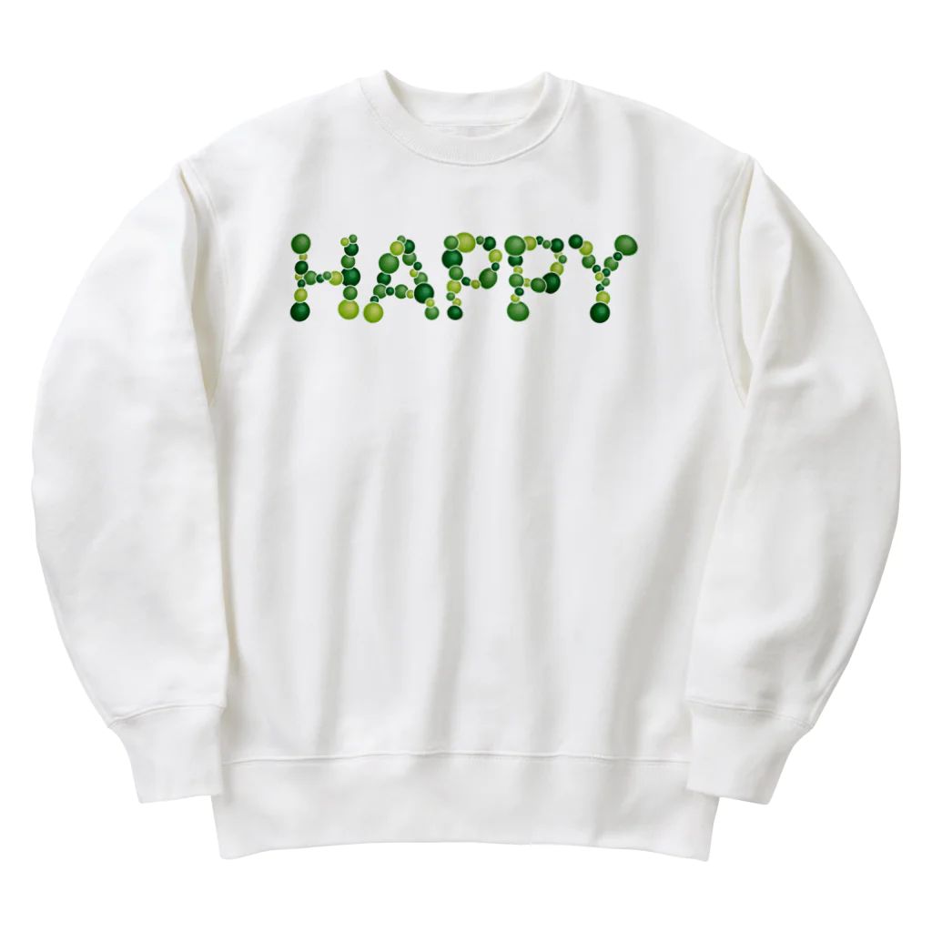 junichi-goodsのバルーン文字「HAPPY」（緑色系） ヘビーウェイトスウェット