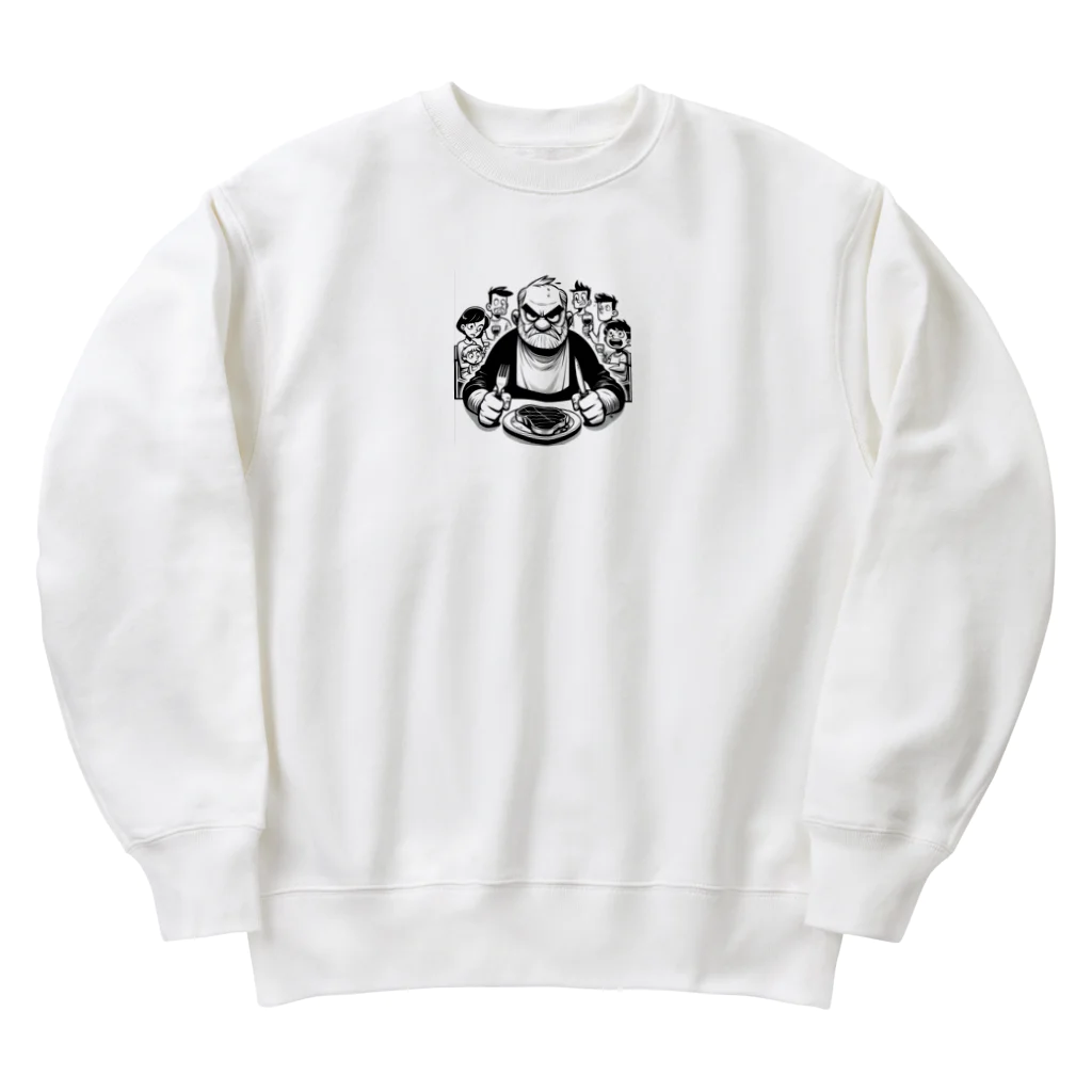 saijo79のステーキを食べるイカツイおじさん Heavyweight Crew Neck Sweatshirt