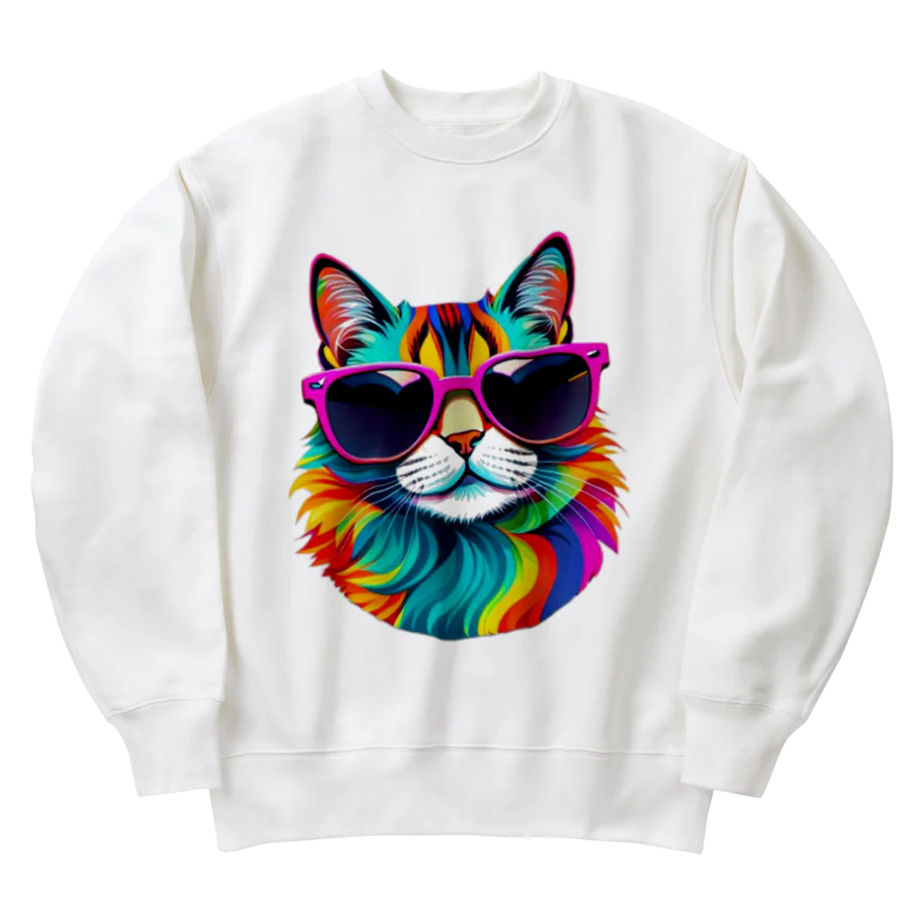 629_CAT_ARTのグラカラキャット2 Heavyweight Crew Neck Sweatshirt