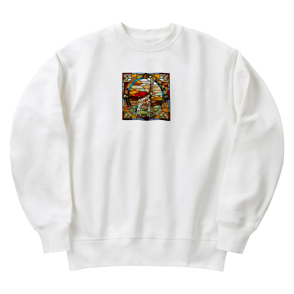 テケテケのキリンのステンドグラス柄グッズ Heavyweight Crew Neck Sweatshirt