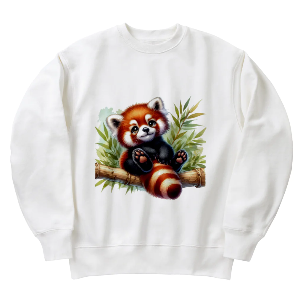 イラストアニマルズの絵本から飛び出たかのようなキュートなレッサーパンダ Heavyweight Crew Neck Sweatshirt