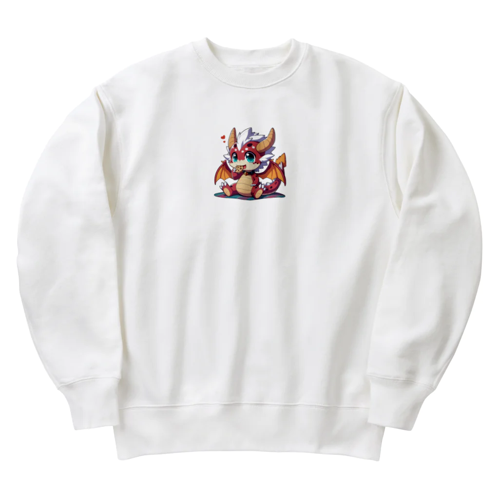 可愛らしいドラゴンのイラストグッズ店の1匹の愛らしいドラゴン Heavyweight Crew Neck Sweatshirt