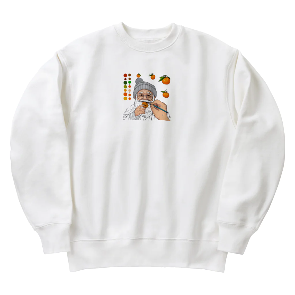 saijo79のミカンおじさんを描いてもらいました Heavyweight Crew Neck Sweatshirt