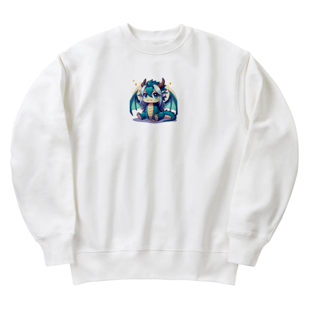 可愛らしいドラゴンのイラストグッズ店の可愛らしいドラゴンマスコット Heavyweight Crew Neck Sweatshirt