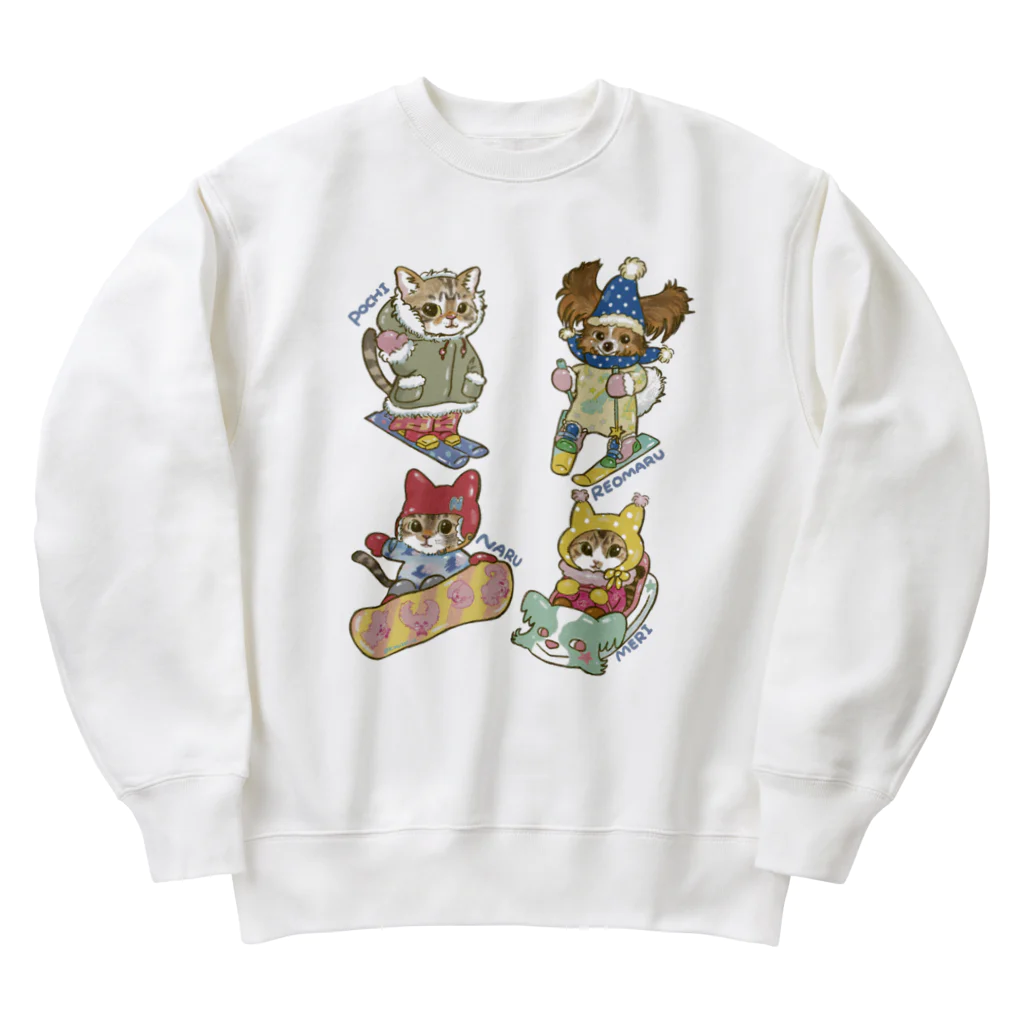 猫のきぬくんのお店のれおまるくん一家　雪山ツアー Heavyweight Crew Neck Sweatshirt