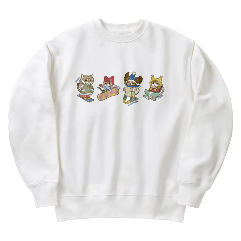 猫のきぬくんのお店のれおまるくん一家　雪山ツアー Heavyweight Crew Neck Sweatshirt