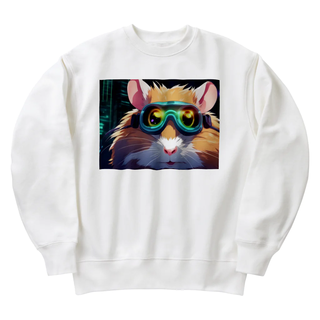 usubokeの「夢のような夜の世界、ハムスターのアニメチックな冒険！」 Heavyweight Crew Neck Sweatshirt