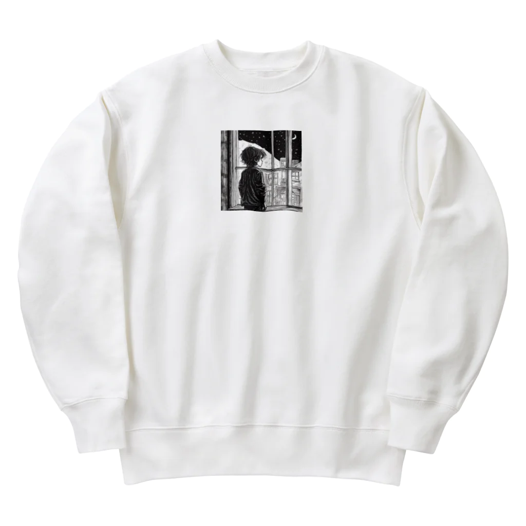 たまねぎの寂しそうな表情で外を眺める少年の姿。 Heavyweight Crew Neck Sweatshirt