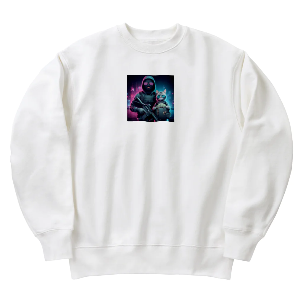 はまみるの宇宙警察と猫 Heavyweight Crew Neck Sweatshirt