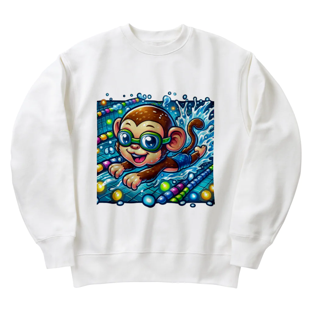 アニマルキャラクターショップのSwimming monkey Heavyweight Crew Neck Sweatshirt