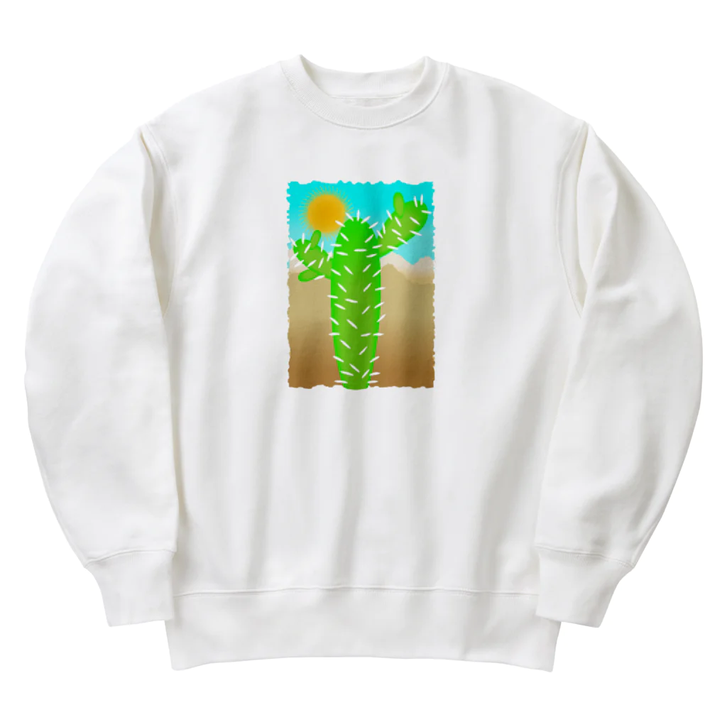 ファンシーTシャツ屋の砂漠の太陽とサボテン Heavyweight Crew Neck Sweatshirt