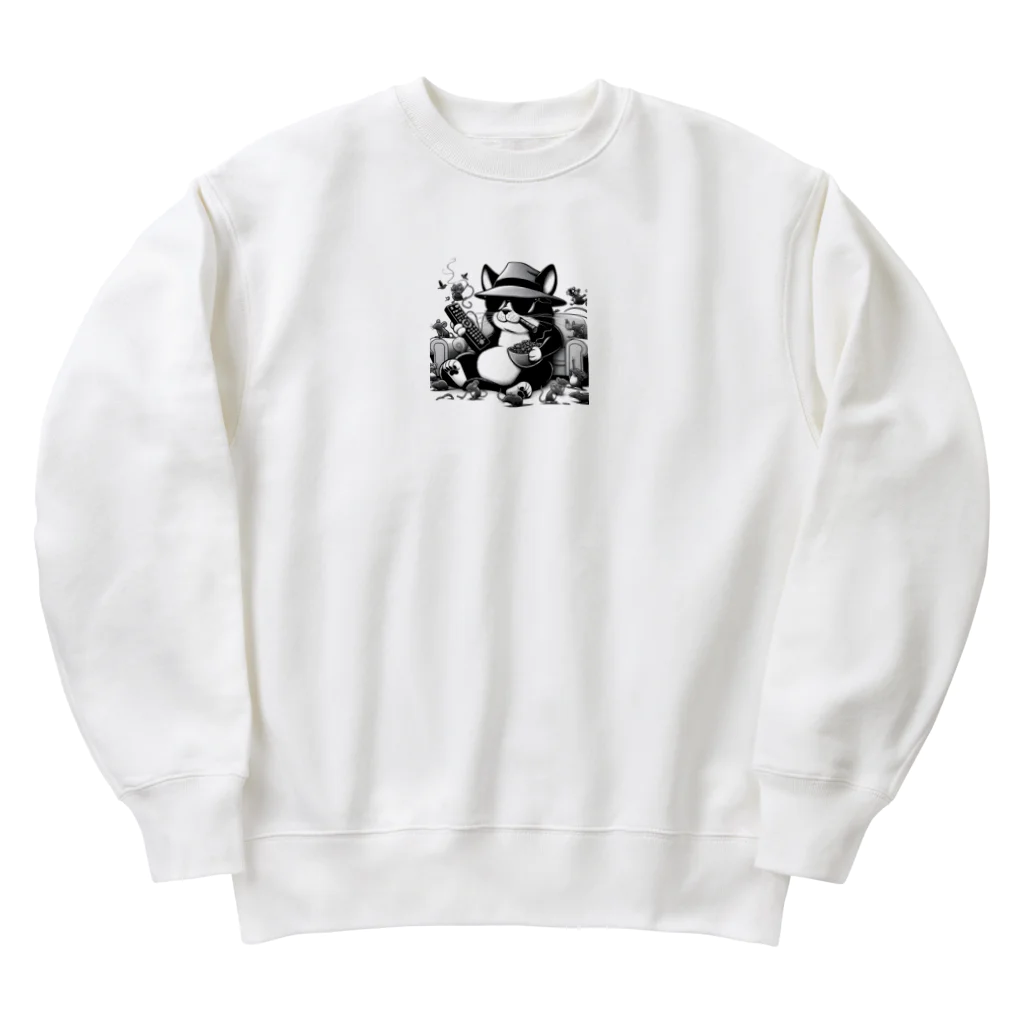 はまみるの白摂生なネコ Heavyweight Crew Neck Sweatshirt