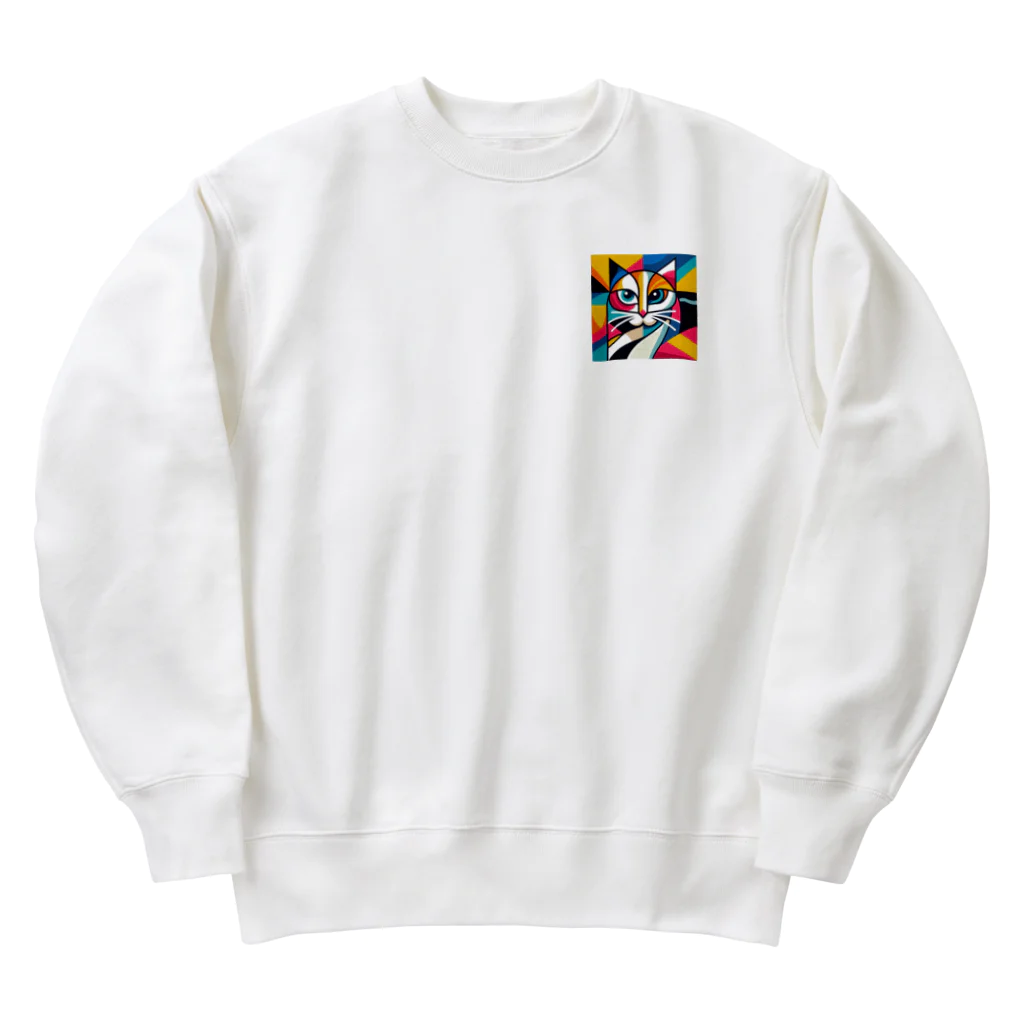 大人かわいい動物の世界のカラフル猫 Heavyweight Crew Neck Sweatshirt