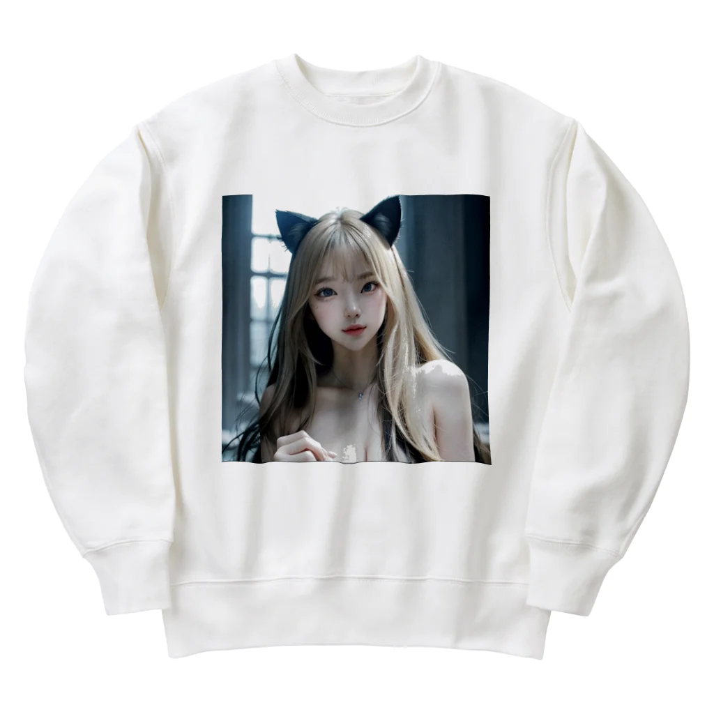 AI美女書架のAI美女猫　ララ Heavyweight Crew Neck Sweatshirt