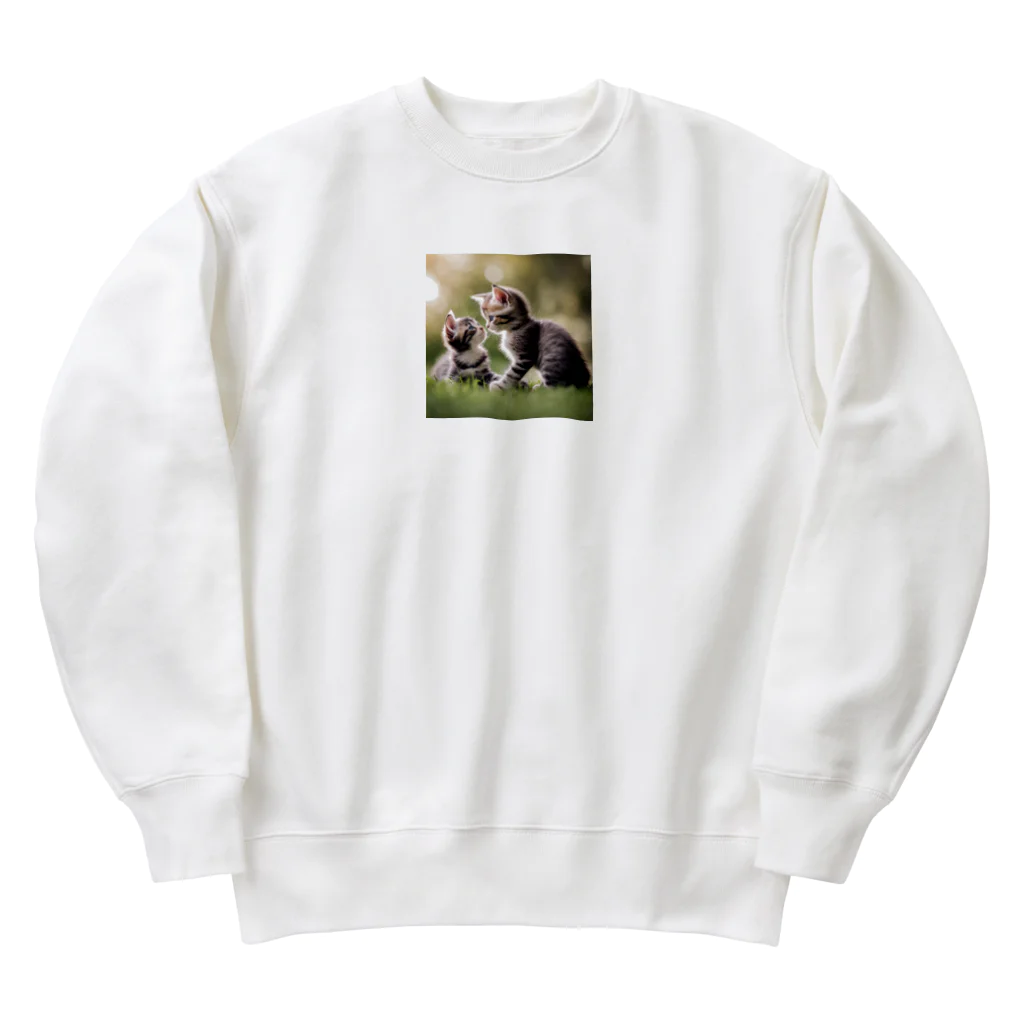 ai美女ショップの子猫の面倒を見る🐈 Heavyweight Crew Neck Sweatshirt