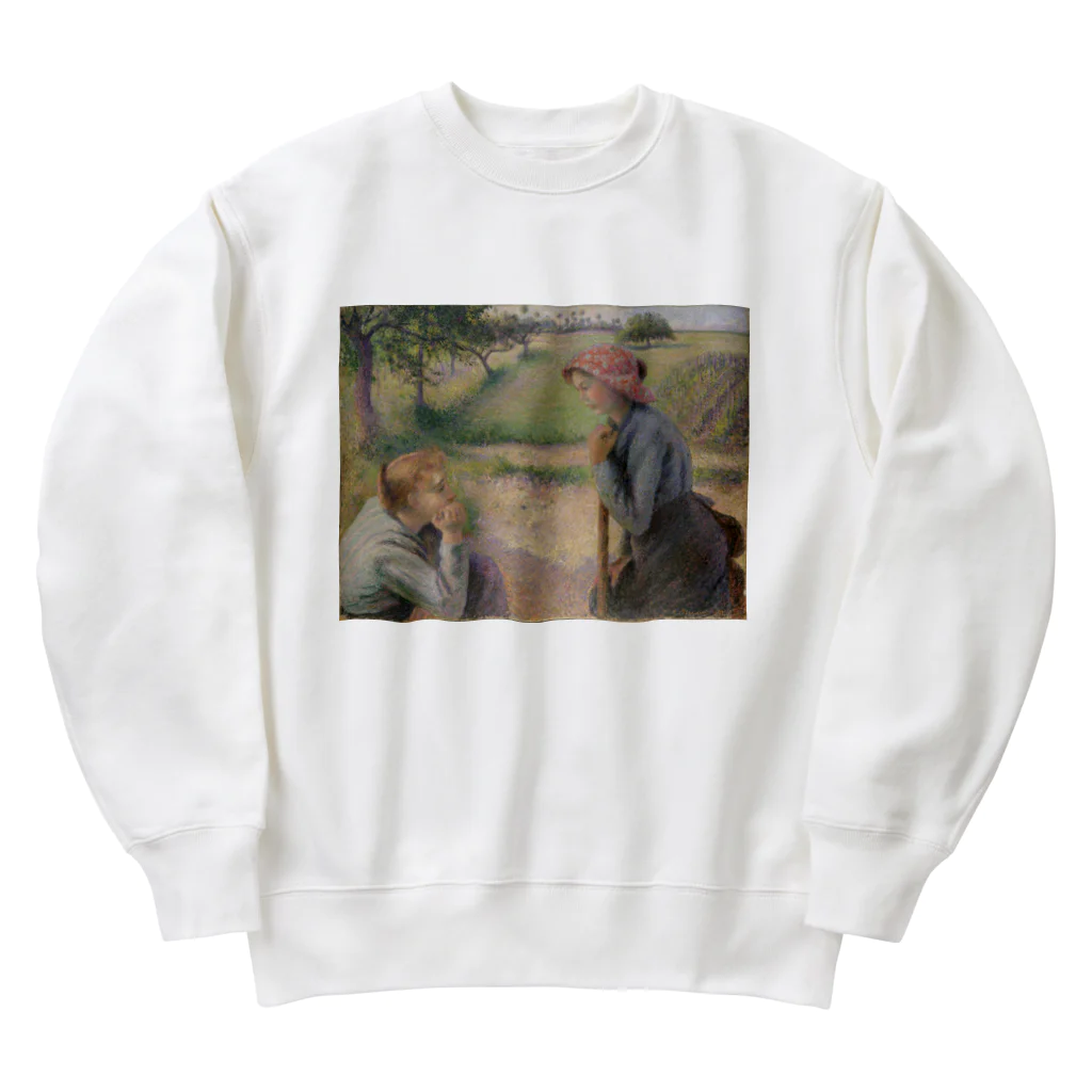 世界美術商店の2人の若い農夫 / Two Young Peasant Women Heavyweight Crew Neck Sweatshirt