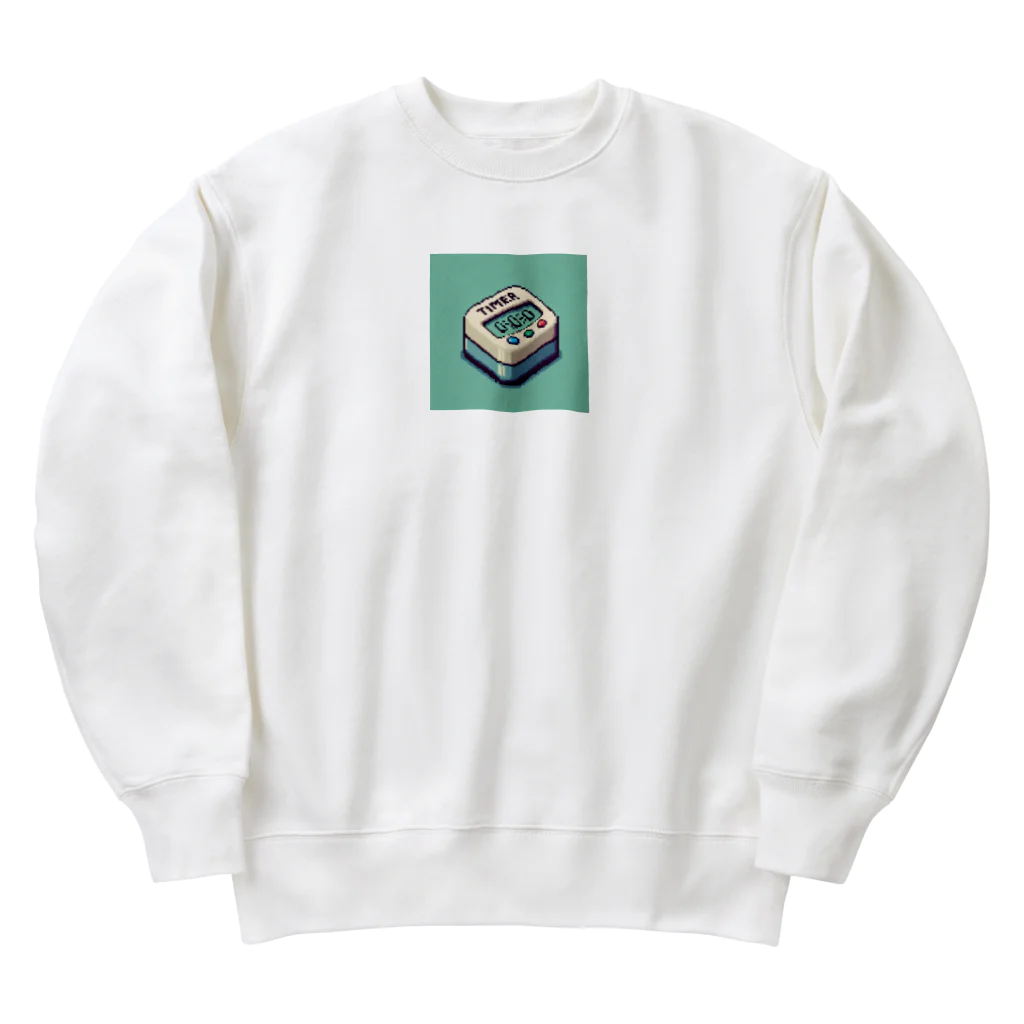 ドット絵調理器具のドット絵「タイマー」 Heavyweight Crew Neck Sweatshirt