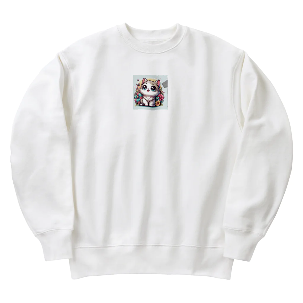 cc-akの可愛いいねこが目を輝かせています！ Heavyweight Crew Neck Sweatshirt