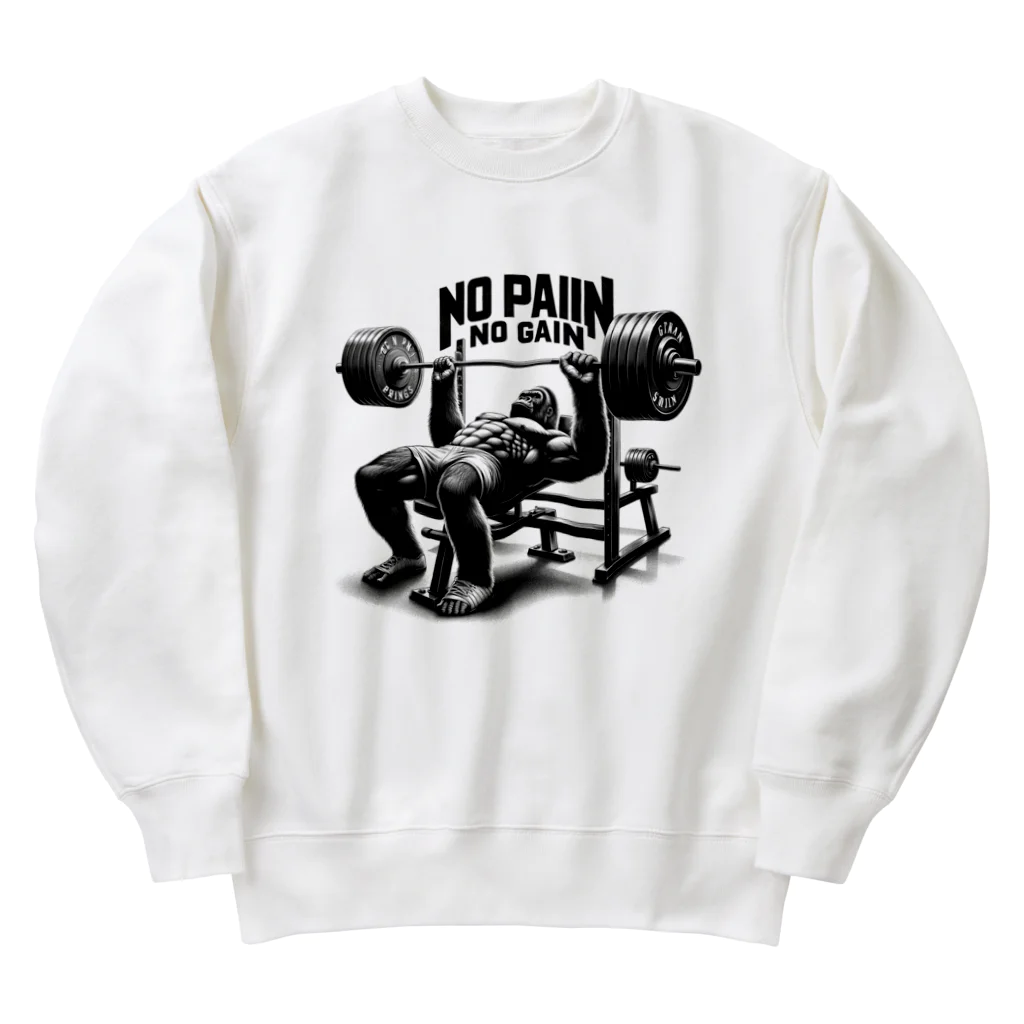 BlueOcean987のNO PAIN NO GAIN ゴリラベンチプレス Heavyweight Crew Neck Sweatshirt