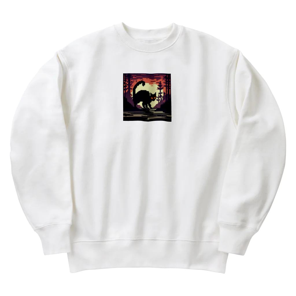 TemTako10のドット絵　ホラーキャット Heavyweight Crew Neck Sweatshirt