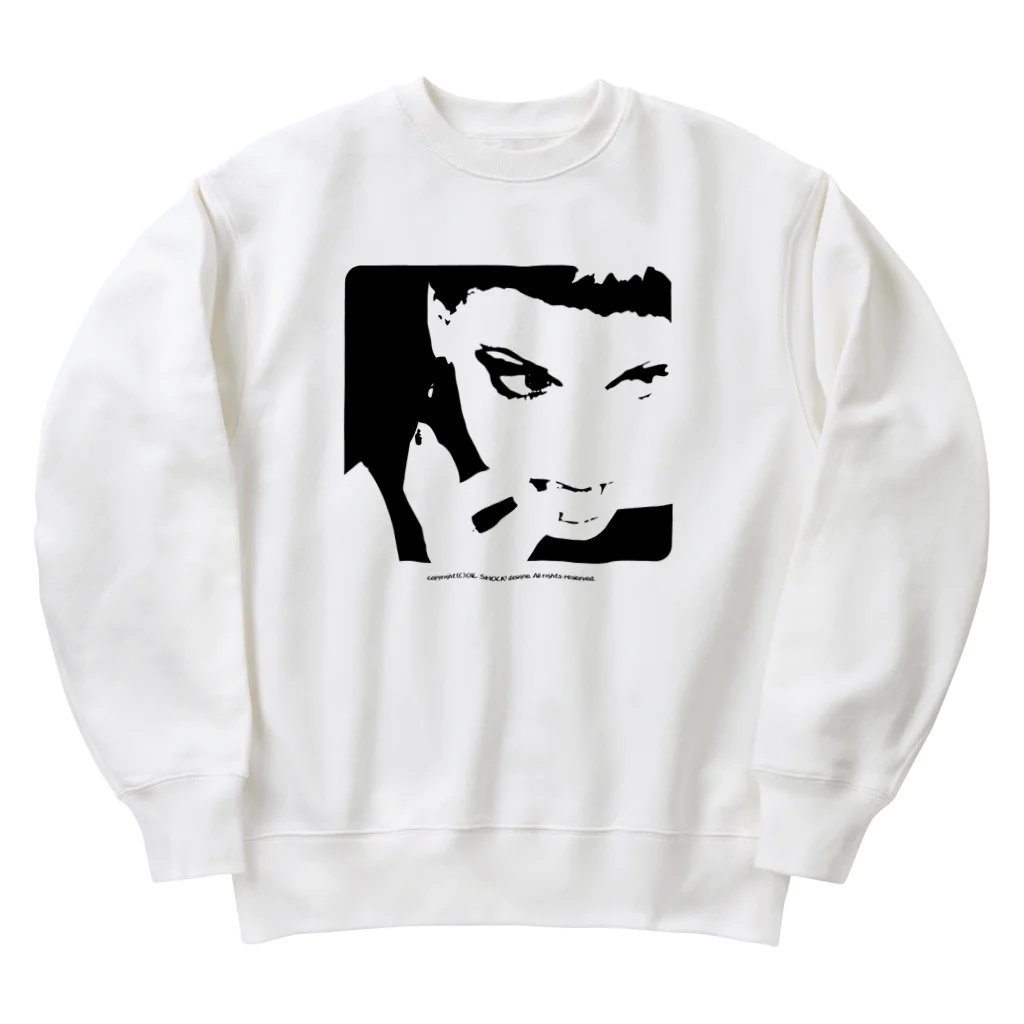 ファンシーTシャツ屋のクールでかっこいい女性の顔のシルエット Heavyweight Crew Neck Sweatshirt