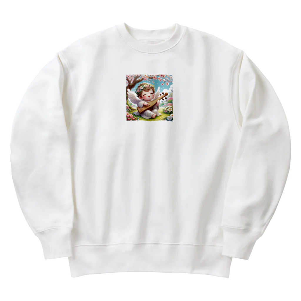 天使の館の琴を奏でる天使 Heavyweight Crew Neck Sweatshirt