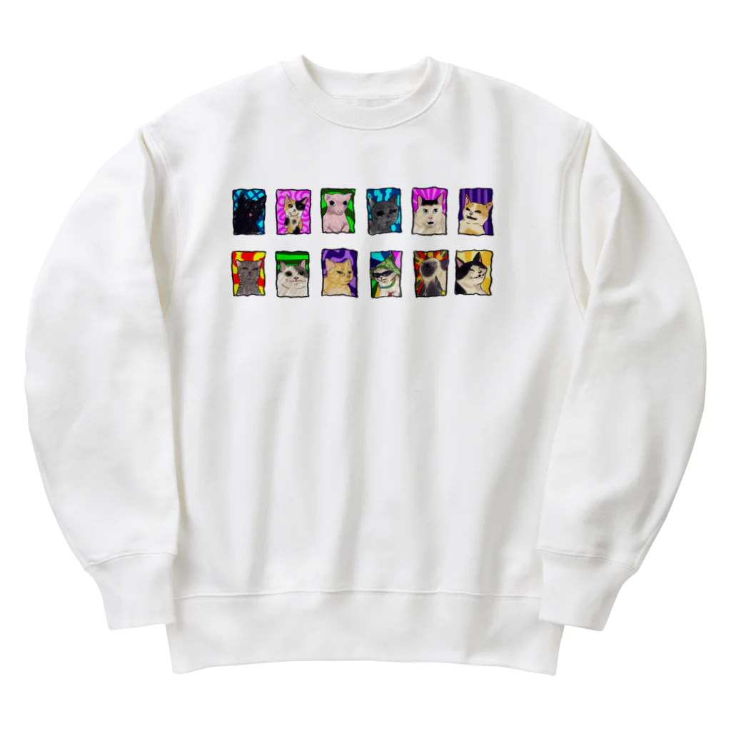 FuchsiaArtのCats Mood Heavyweight Crew Neck Sweatshirt