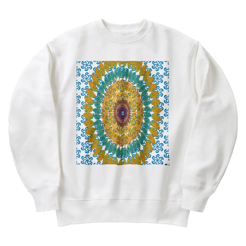 ロブ氏 イラストグッズ！の水辺に浮かぶひまわりの花 Heavyweight Crew Neck Sweatshirt